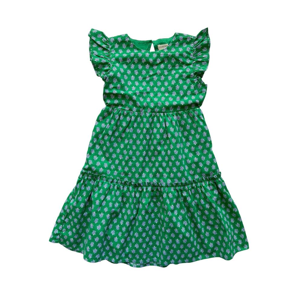 Crewcuts Green Floral Open Back Dress Size 8